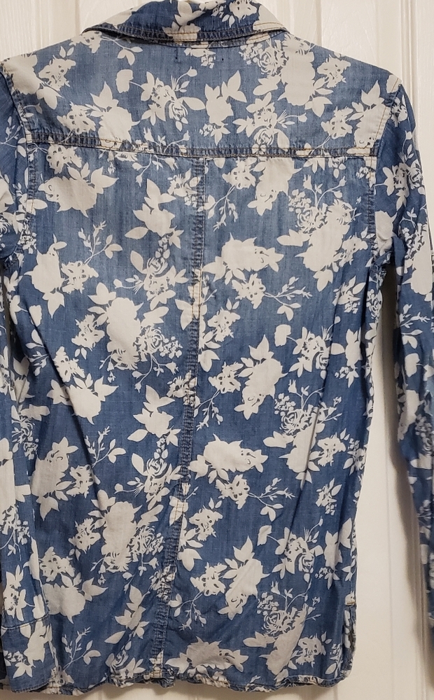 Floral denim button up - Picture 2 of 2